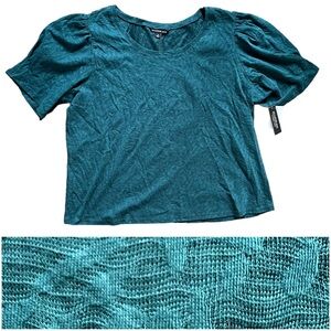NWT Zac & Rachel Deep Teal Short Sleeve Textured Knit Top Shirt Women's size 3X